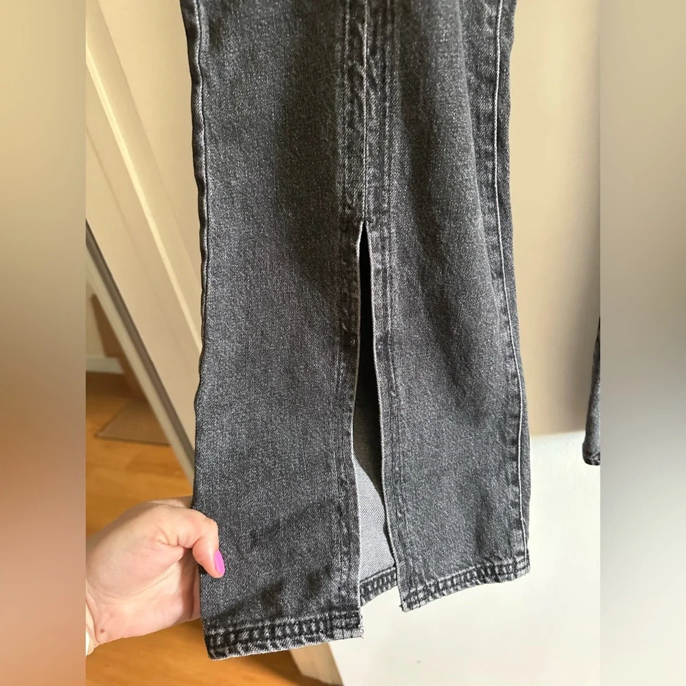 Urban Outfitters BDG Washed Black Denim Tati High Waisted Slit Flare Jean - Picture 7 of 13